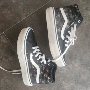 Vans Black Floral High-Top Sneakers